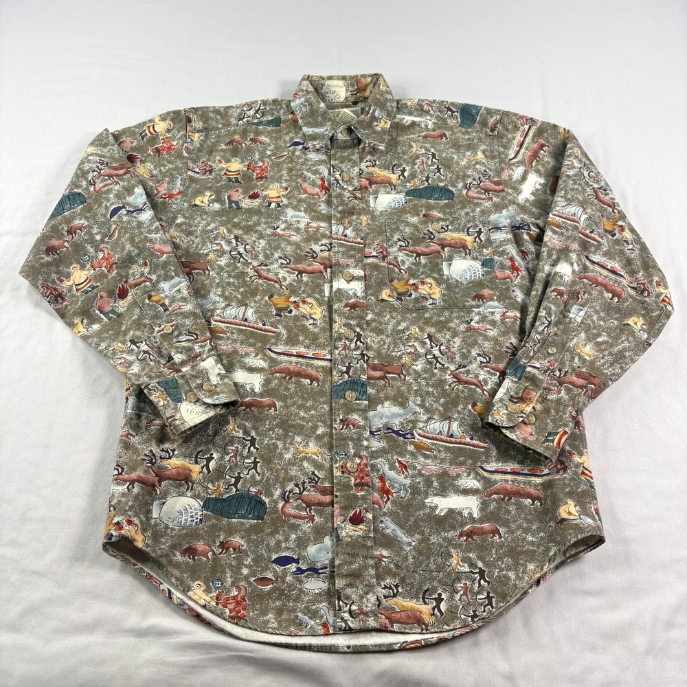 Vintage Banana Republic Safari Shirt Mens XS Alaskan Native Graphic AOP Travel